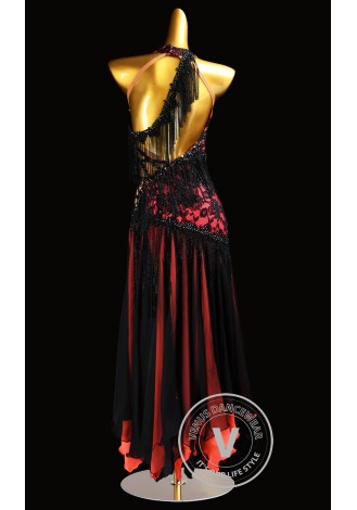 Laced Flame Desire Waltz Ballroom Dress Smooth Competition Dresses