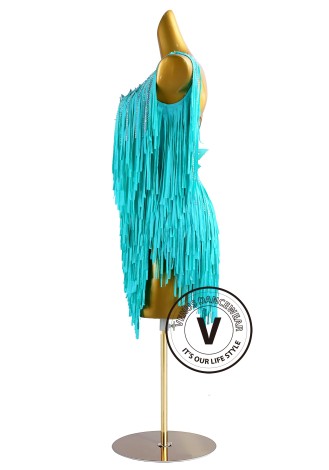 Aqua Petal Rhythm Latin Rhythm Chacha Salsa Rumba Competition Dance Dress