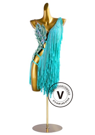 Aqua Petal Rhythm Latin Rhythm Chacha Salsa Rumba Competition Dance Dress