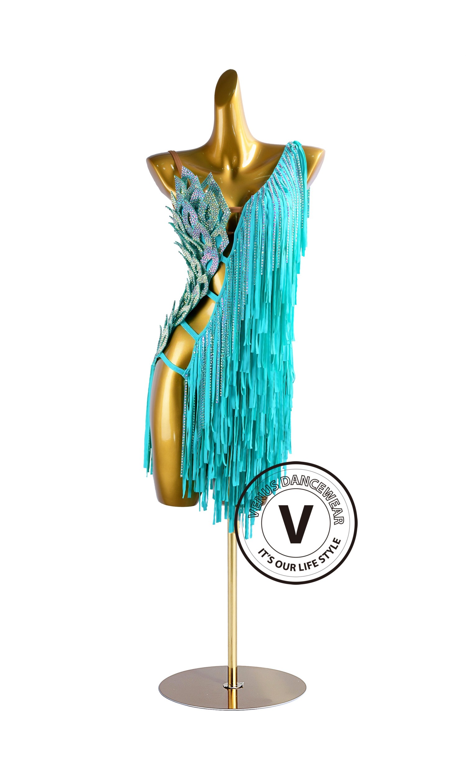 Aqua Petal Rhythm Latin Rhythm Chacha Salsa Rumba Competition Dance Dress