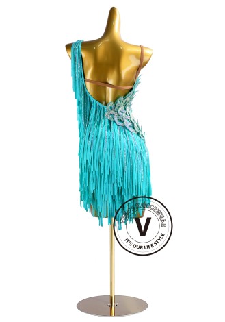 Aqua Petal Rhythm Latin Rhythm Chacha Salsa Rumba Competition Dance Dress