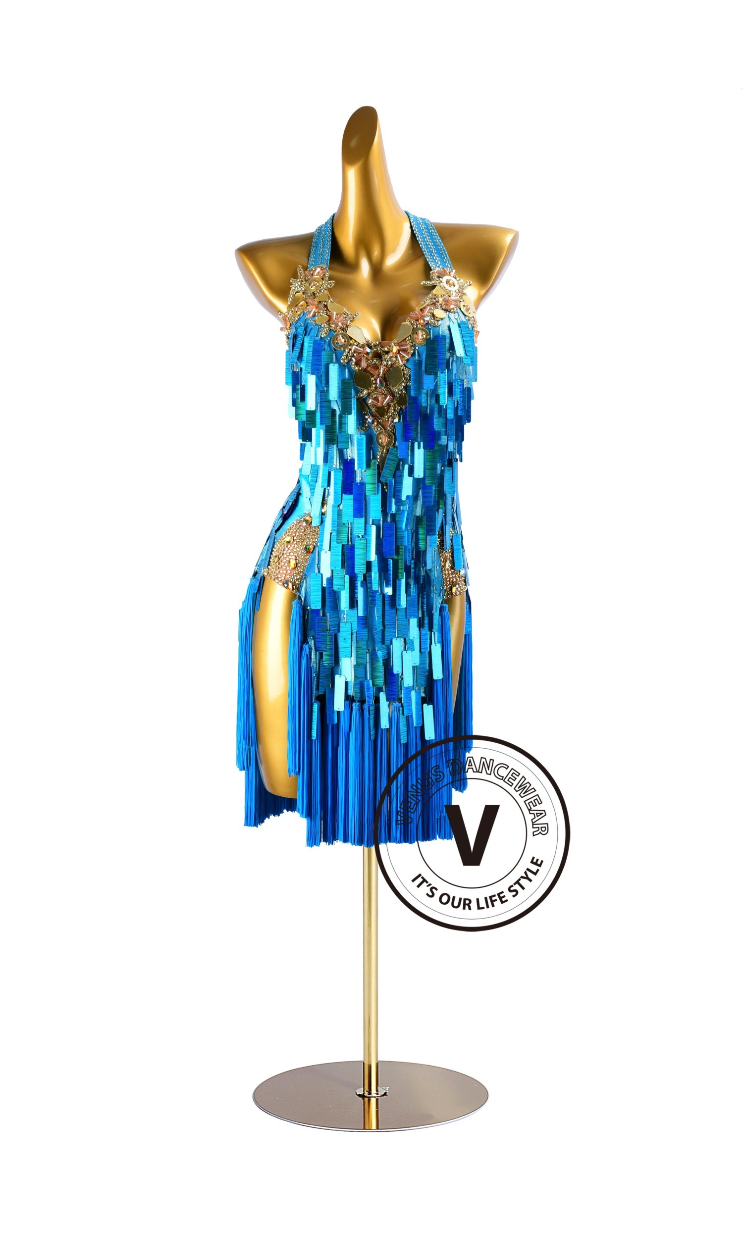 Sky Blue Mirage Latin Rhythm Chacha Salsa Rumba Competition Dance Dress