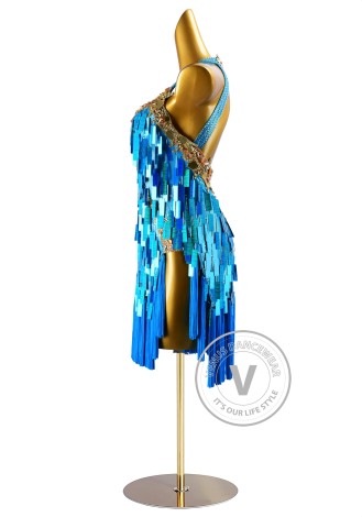 Sky Blue Mirage Latin Rhythm Chacha Salsa Rumba Competition Dance Dress