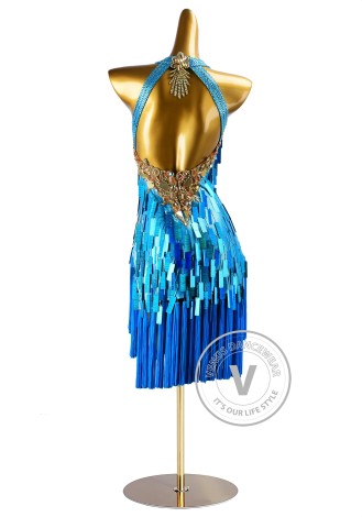 Sky Blue Mirage Latin Rhythm Chacha Salsa Rumba Competition Dance Dress