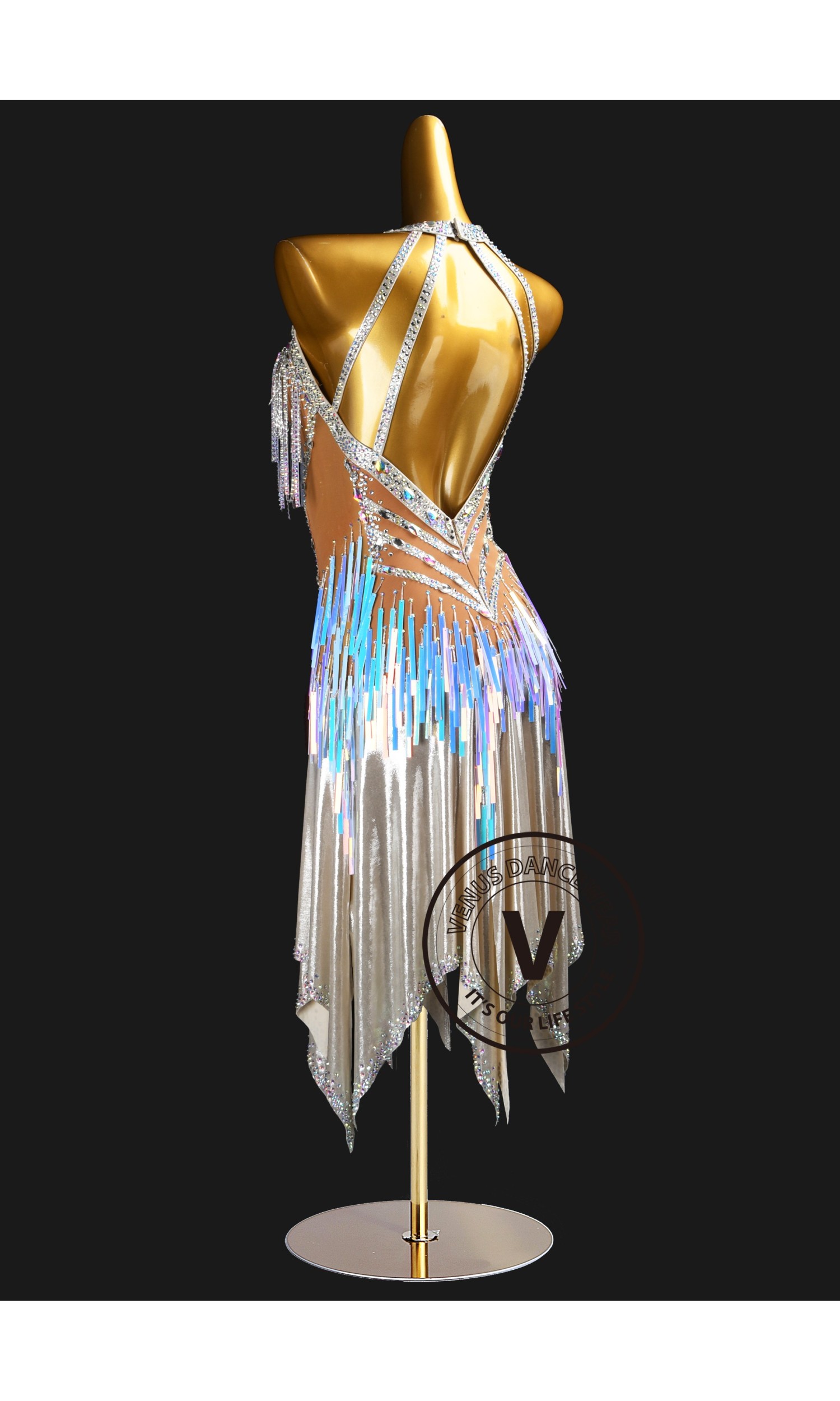Women's Velvet Latin Dance Dress – Salsa, Tango, Cha Cha Ballroom Competition Dress F264