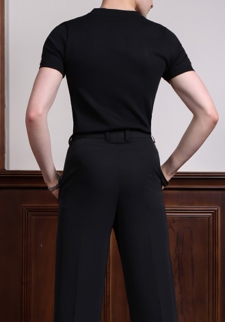 TID Sovereign Black Latin Shirt – Henley Collar A010b