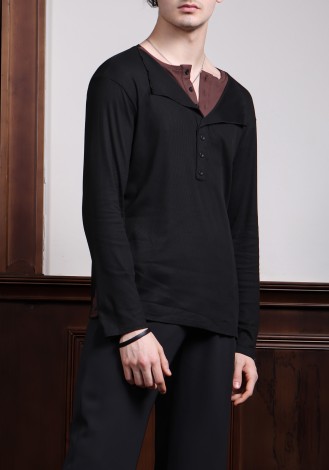 TID Latin Aristocrat Layered Two-Tone Latin Shirt A013