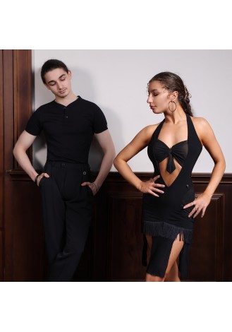 TID Sovereign Black Latin Shirt – Henley Collar A010b