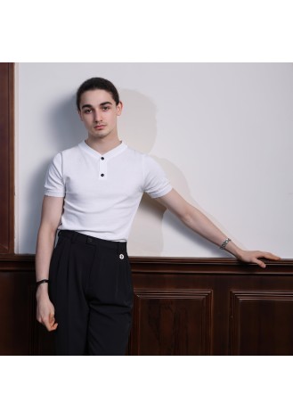 TID Sovereign White Latin Shirt – Henley Collar A010