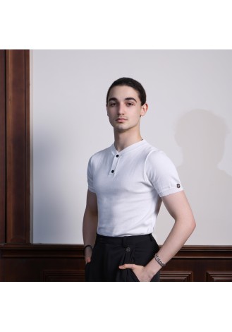 TID Sovereign White Latin Shirt – Henley Collar A010