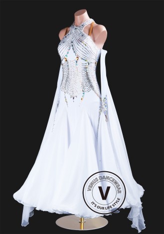 White Symphony Waltz Ballroom Dress Smooth Competition Dresses