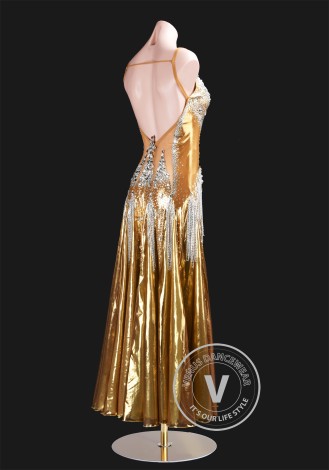 Golden Mirage Waltz Ballroom Dress Smooth Competition Dresses