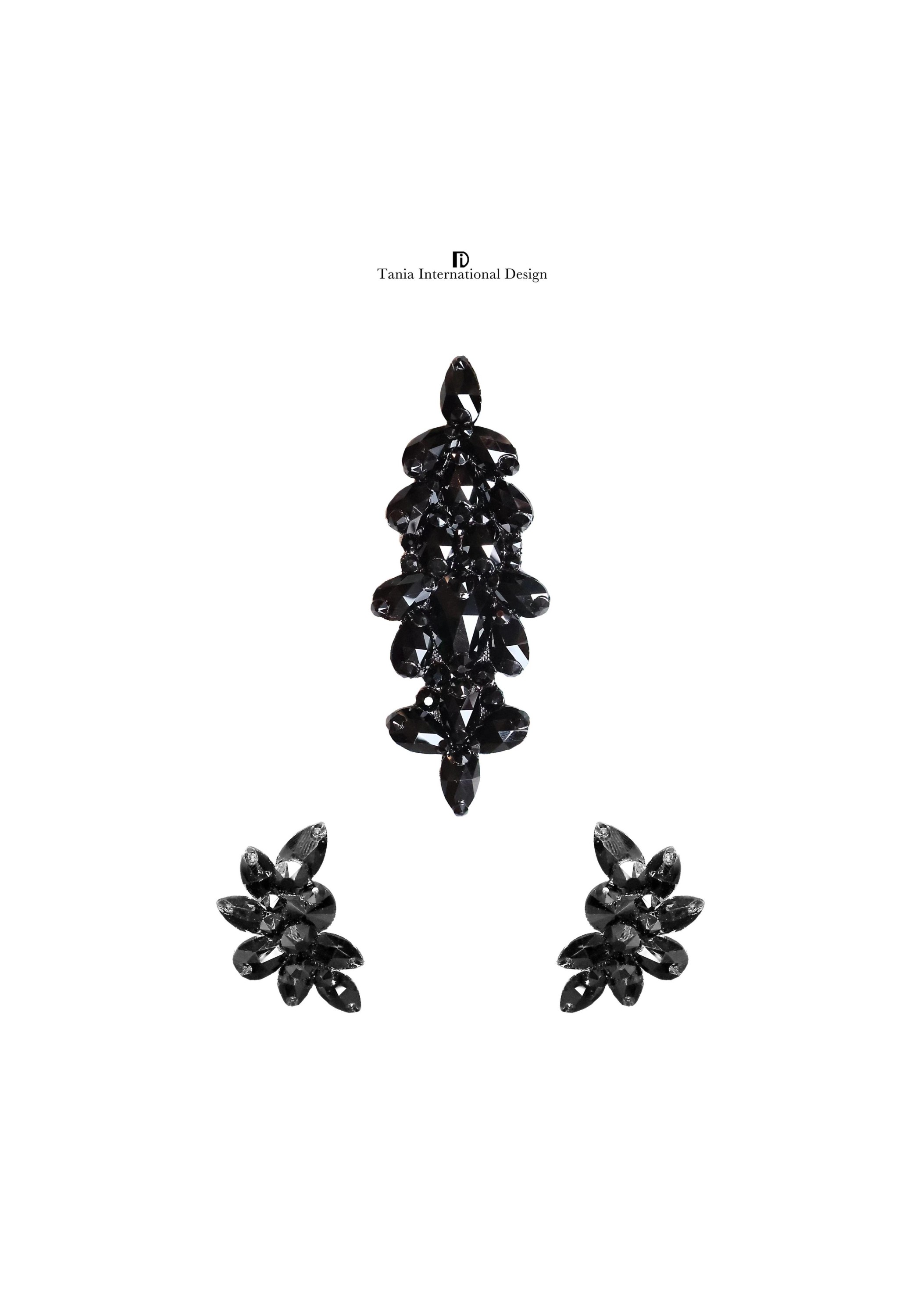 Midnight Elegance one-set Jewelry Earrings Headpiece TJ001