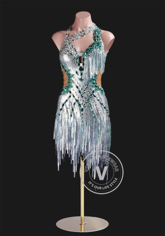 Frosted Eden Latin Rhythm Chacha Salsa Rumba Competition Dance Dress