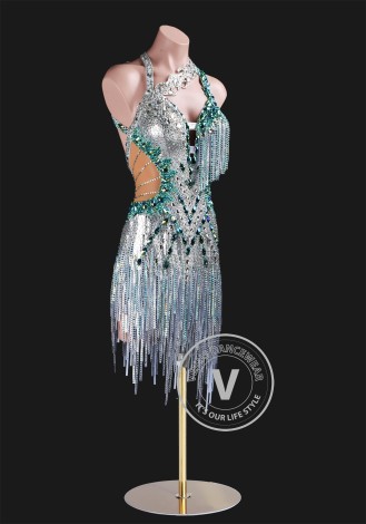 Frosted Eden Latin Rhythm Chacha Salsa Rumba Competition Dance Dress