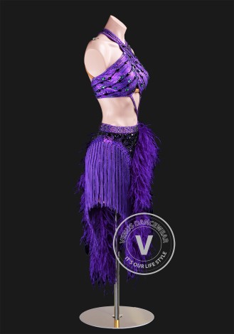 Royal Purple Enchantress Latin Rhythm Chacha Salsa Rumba Competition Dance Dress