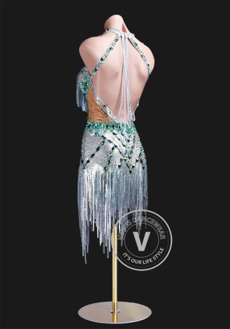 Frosted Eden Latin Rhythm Chacha Salsa Rumba Competition Dance Dress