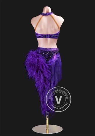 Royal Purple Enchantress Latin Rhythm Chacha Salsa Rumba Competition Dance Dress