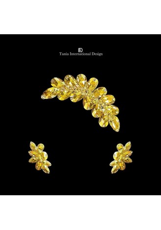 Golden Clear Elegance one-set Jewelry Earrings Headpiece TJ006G