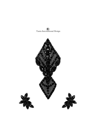 Black Elegance one-set Jewelry Earrings Headpiece TJ007