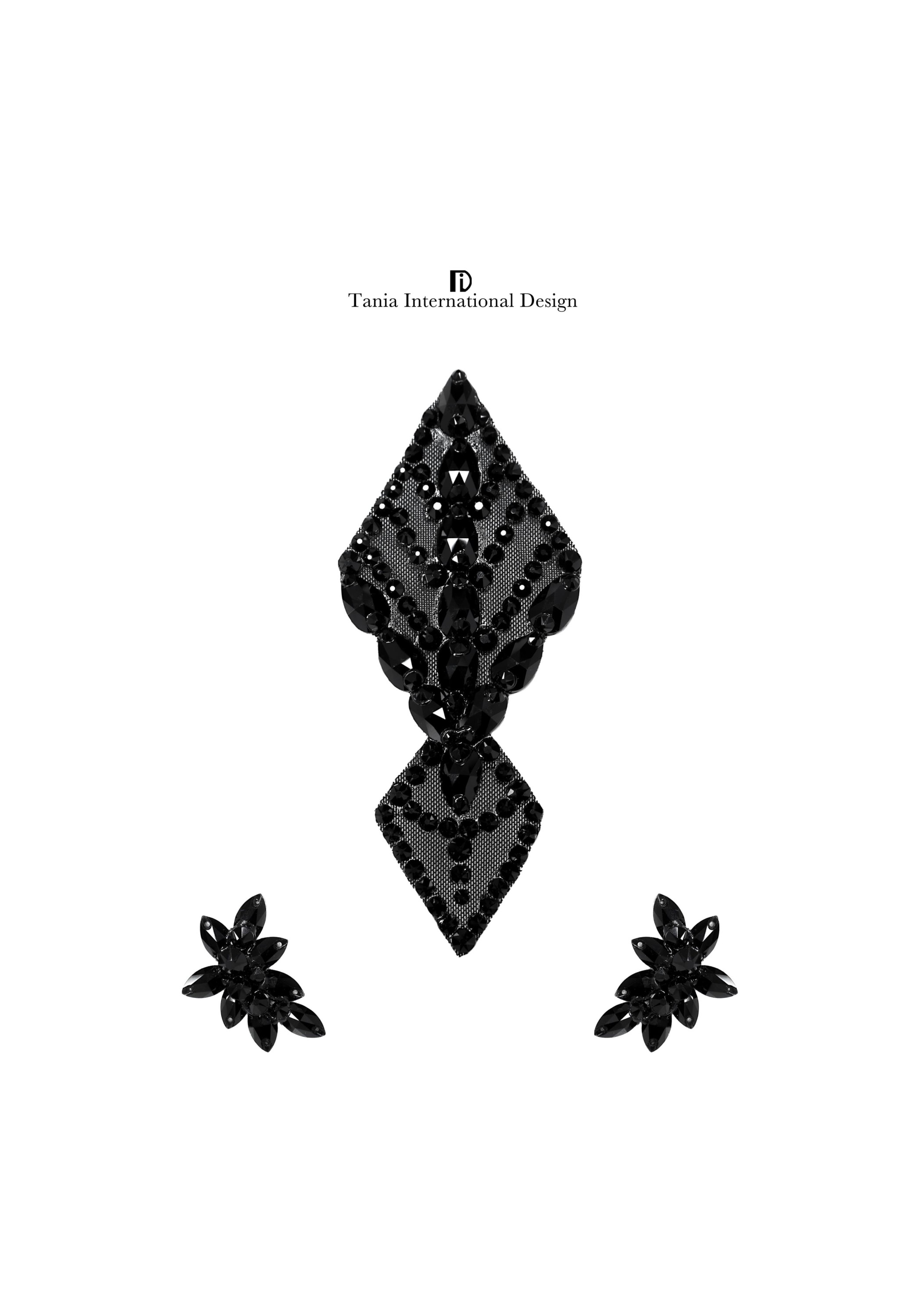 Black Elegance one-set Jewelry Earrings Headpiece TJ007