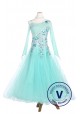 Turquoise Elegant Smooth Tango Waltz Competition Ballroom Dress