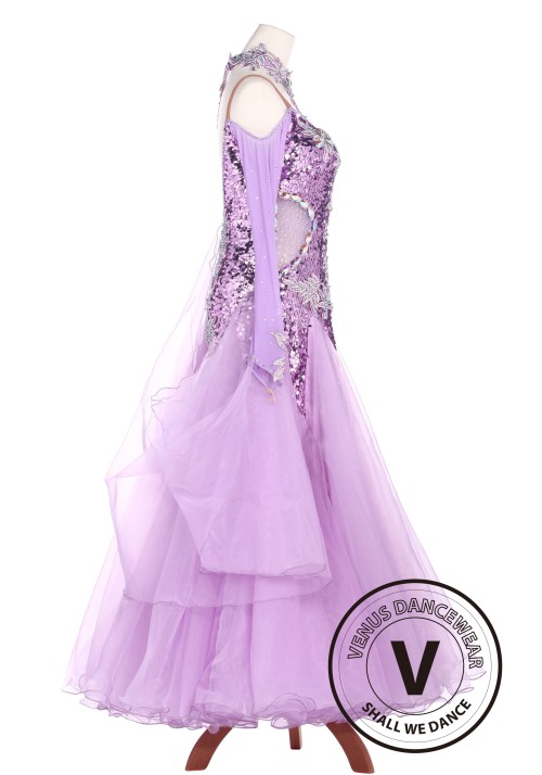 Violet Sequin Standard Smooth Tango Waltz Competition Ballroom Dress