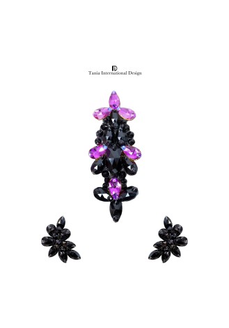 Black and Purple Elegance one-set Jewelry Earrings Headpiece TN020