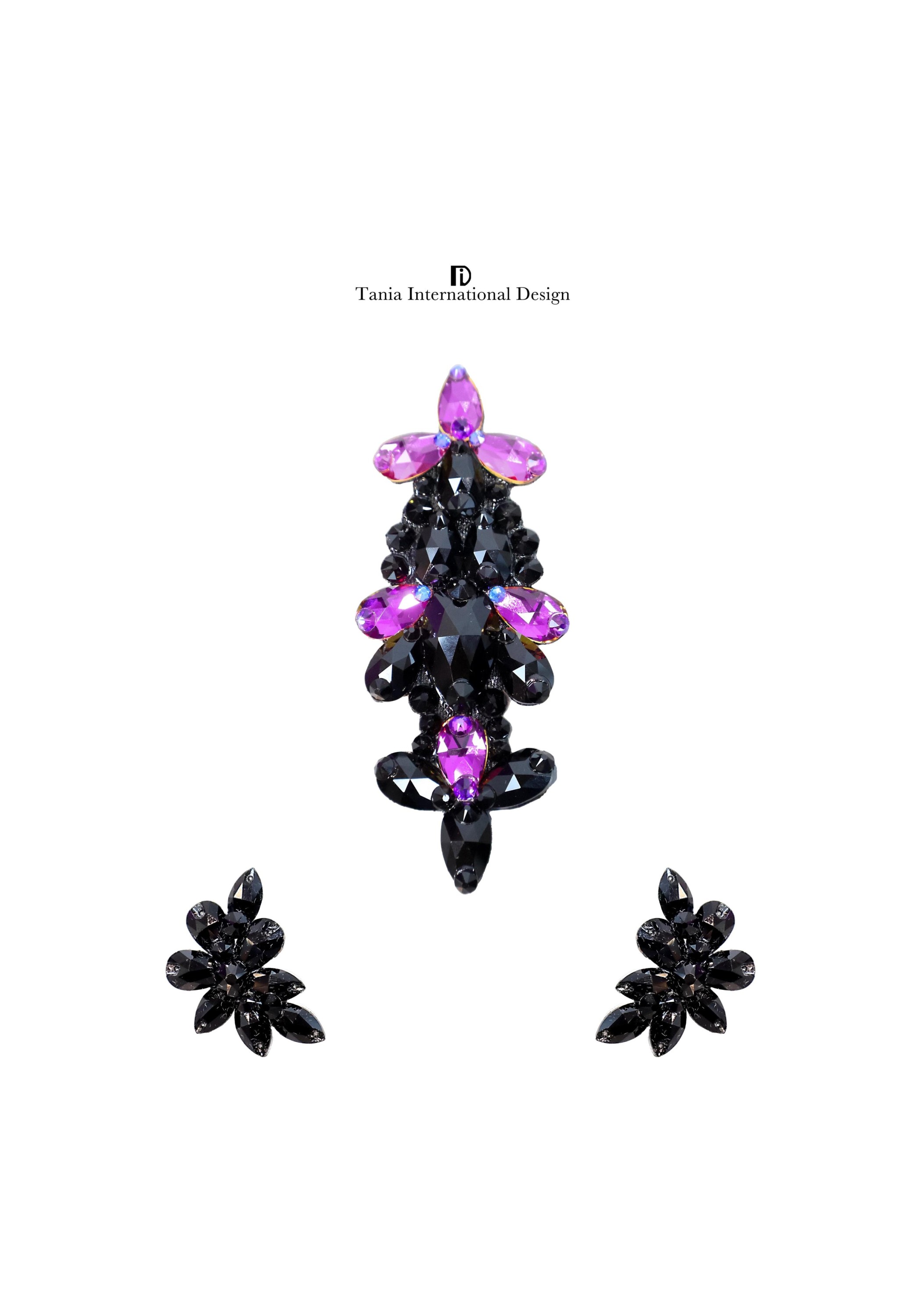 Black and Purple Elegance one-set Jewelry Earrings Headpiece TN020
