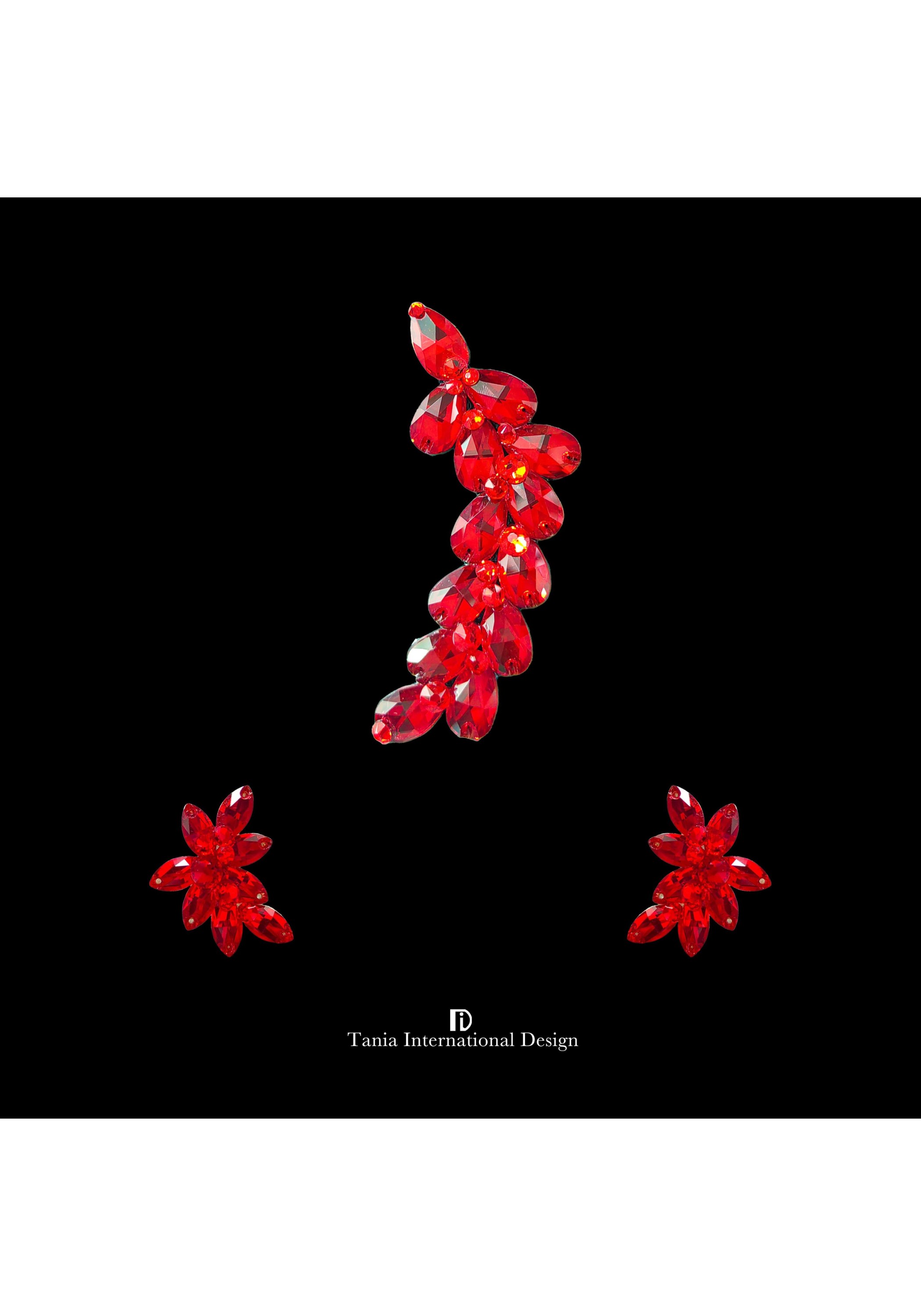 Ruby Red Elegance one-set Jewelry Earrings Headpiece TN022