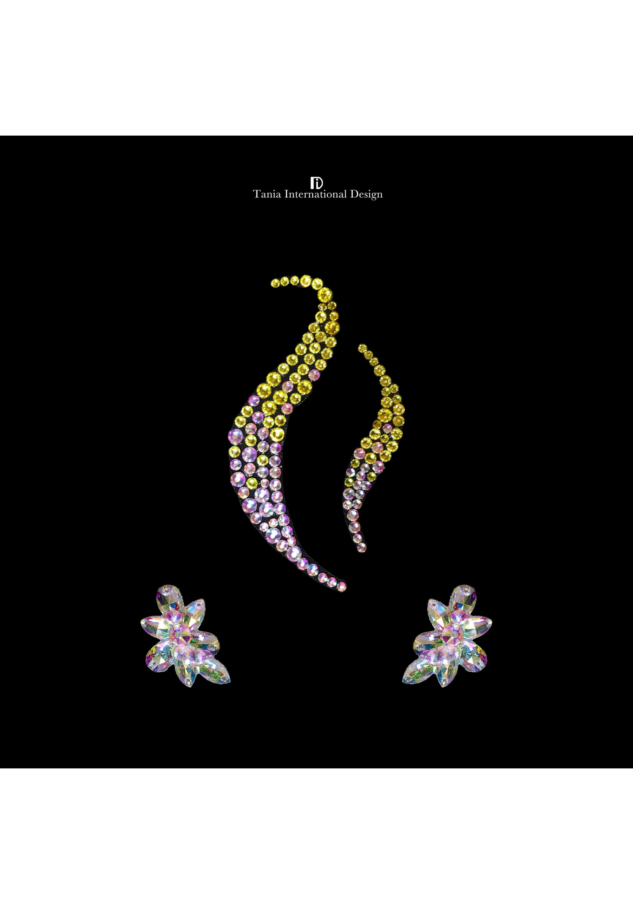 Yellow-AB Elegance one-set Jewelry Earrings Headpiece TN024
