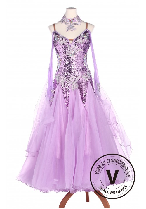 Violet Sequin Standard Smooth Tango Waltz Competition Ballroom Dress