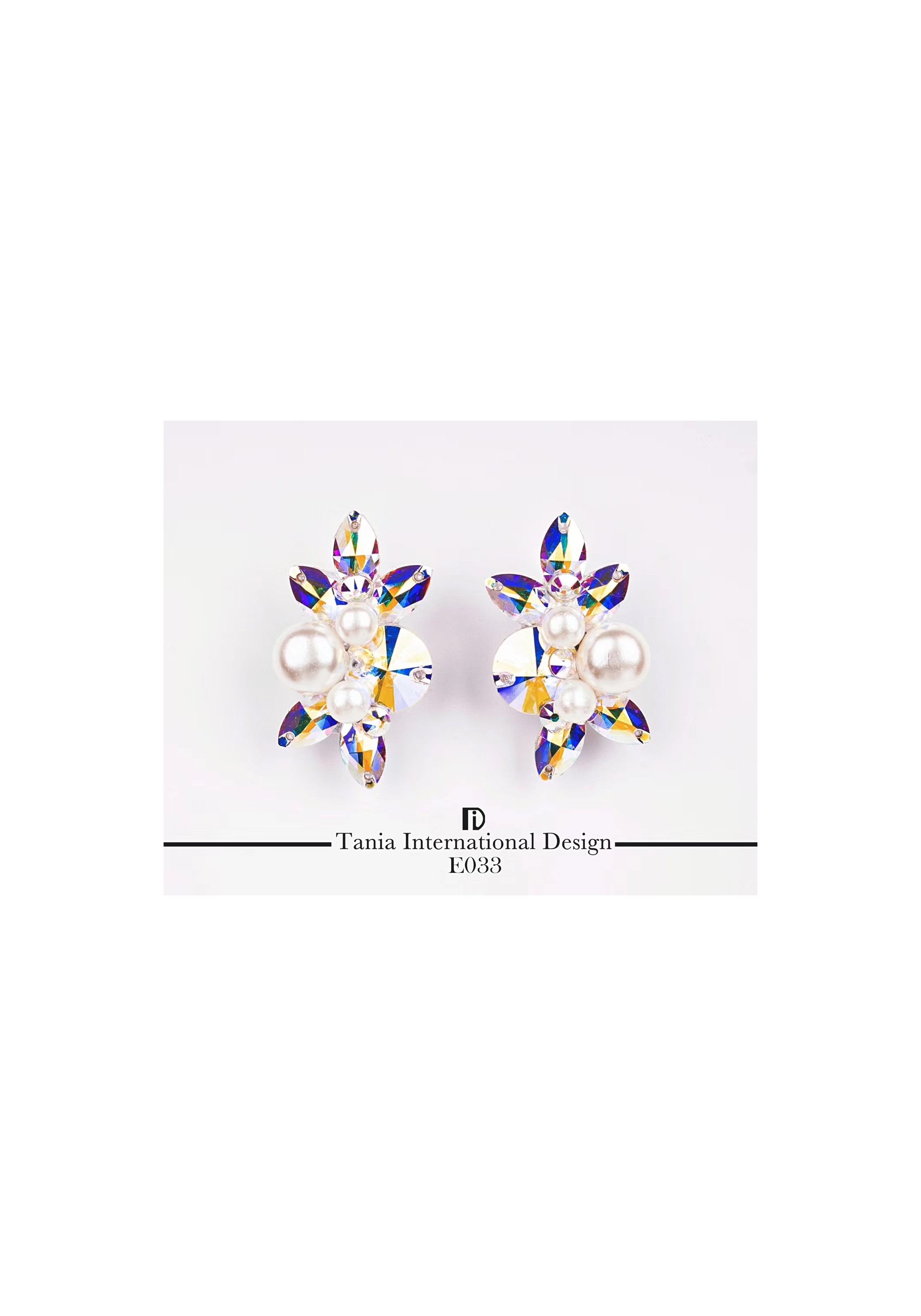 Aurora Spark AB Crystals and Pearls Earrings TE033