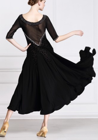 Velvet Panther Elegance Luxury Crepe Ballroom Smooth Practice Dance Dress