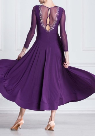 Purple Elegance Luxury Crepe Ballroom Smooth Practice Dance Dress P0101