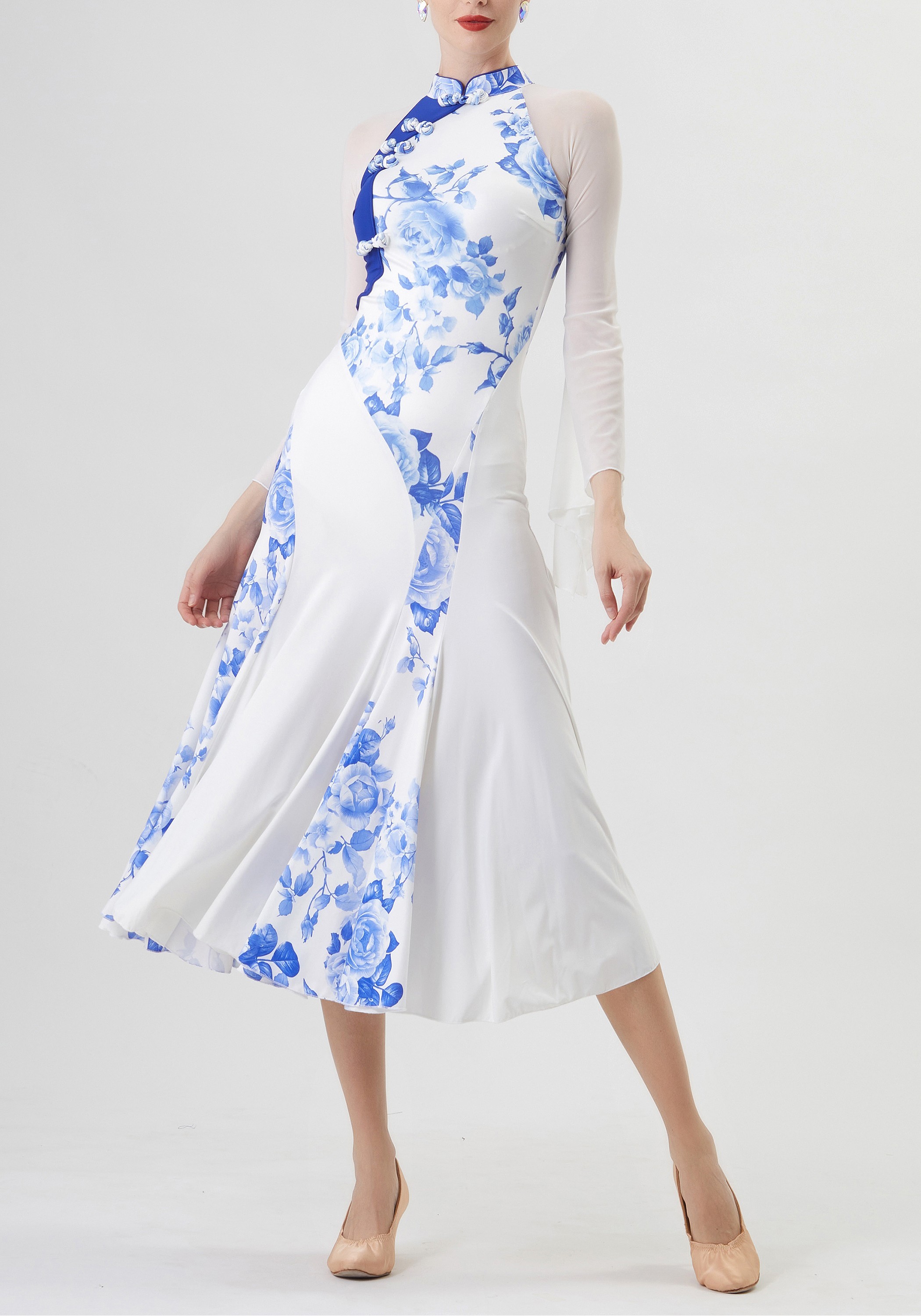 Porcelain Grace Luxury Crepe Ballroom Smooth Practice Dance Dress