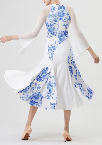 Porcelain Grace Luxury Crepe Ballroom Smooth Practice Dance Dress