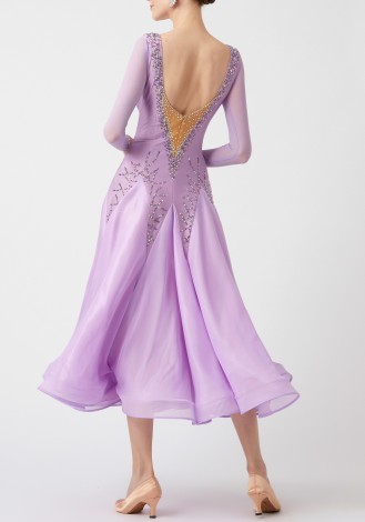 Lavendar Elegance Luxury Crepe Ballroom Smooth Practice Dance Dress