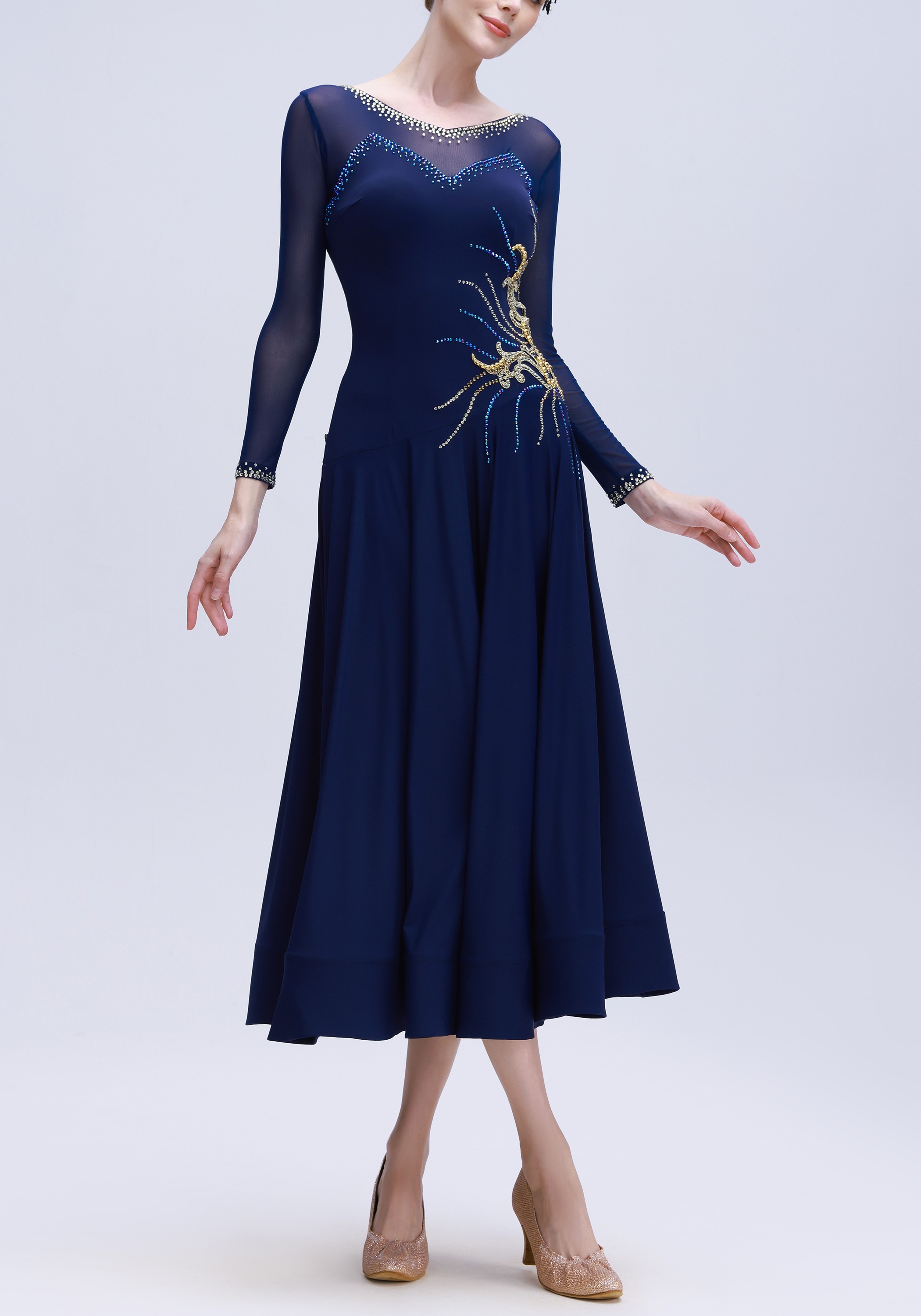 Midnight Gild Luxury Crepe Ballroom Smooth Practice Dance Dress