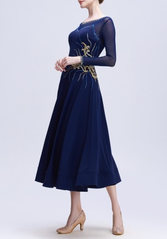 Midnight Gild Luxury Crepe Ballroom Smooth Practice Dance Dress