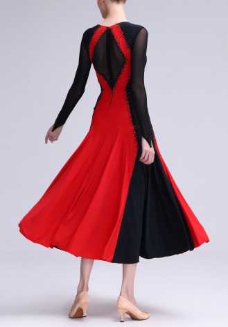 Crimson Shadow Luxury Crepe Ballroom Smooth Practice Dance Dress P0108