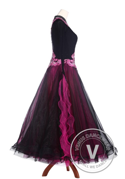 Black Rose Elegant Ballroom Waltz Tango Standard Competition Dress