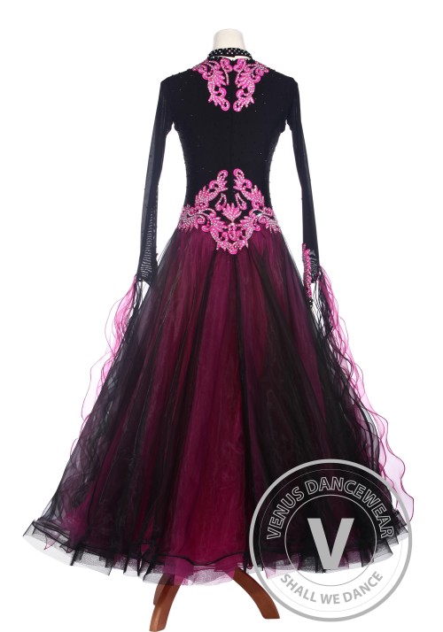 Black Rose Elegant Ballroom Waltz Tango Standard Competition Dress