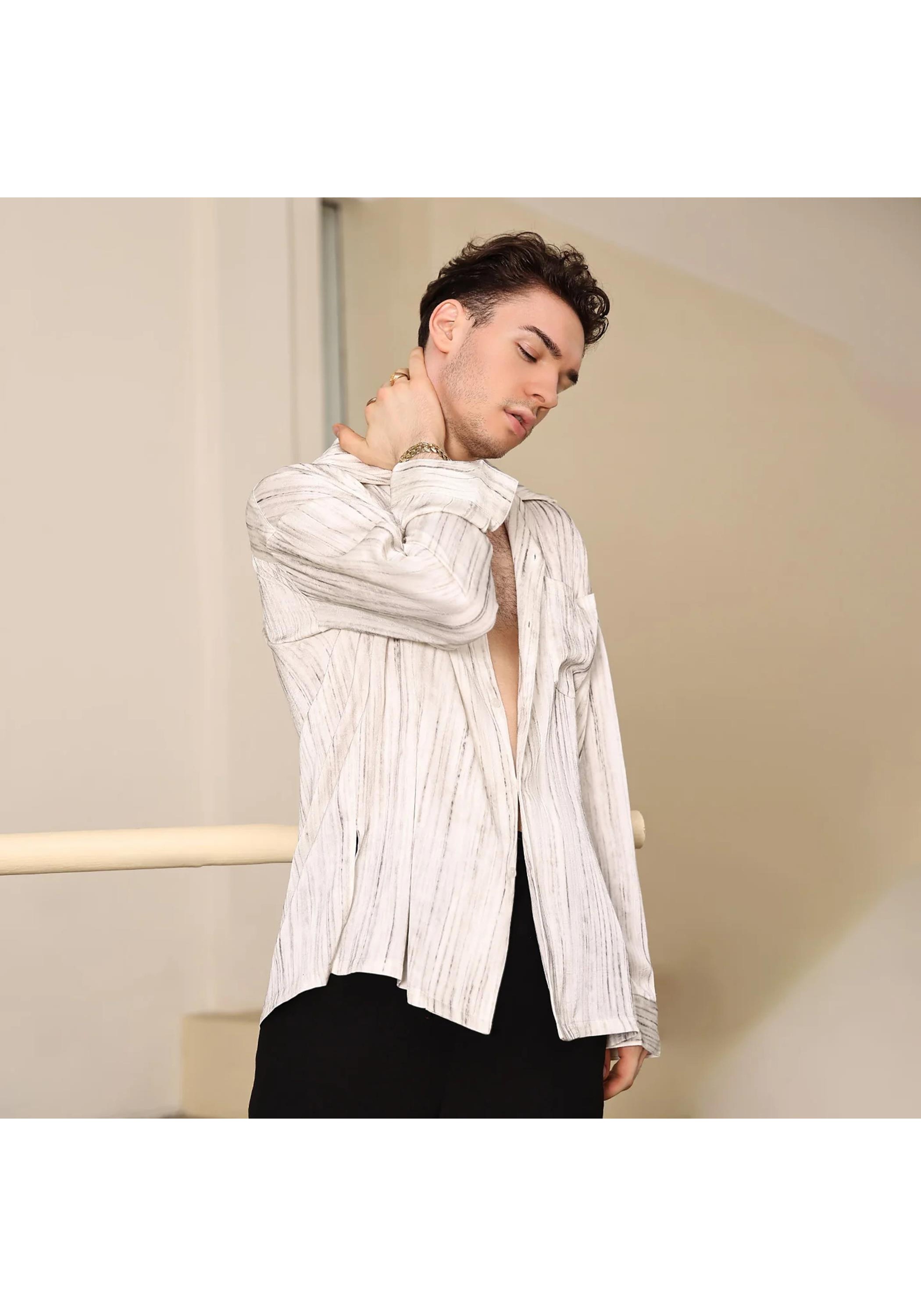 Udance Breathable Men's Latin Dance Shirt Performance Dancewear Casual Practice Shirt for Men A537