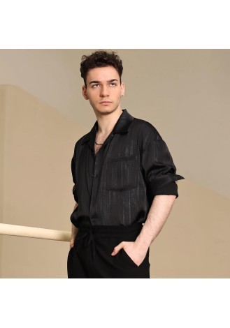 Udance Breathable Men's Latin Dance Shirt Performance Dancewear Casual Practice Shirt for Men A537