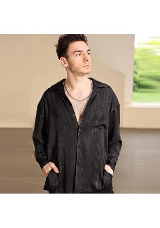 Udance Breathable Men's Latin Dance Shirt Performance Dancewear Casual Practice Shirt for Men A537