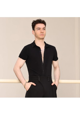 UDANCE Short Sleeve Unitard for Standard Ballroom Men's Latin Dance Shirt Performance Bodysuit T-Shirt for Men A27