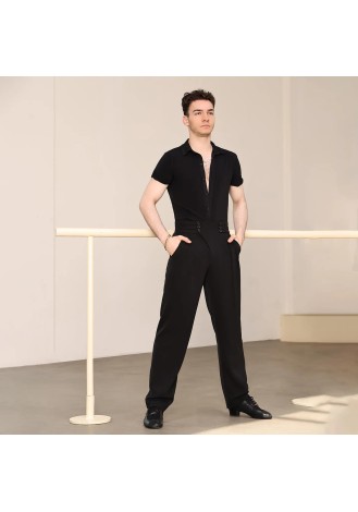 UDANCE Short Sleeve Unitard for Standard Ballroom Men's Latin Dance Shirt Performance Bodysuit T-Shirt for Men A27