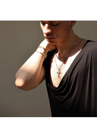 UDANCE Stage Performance Clothing Men's Practice Clothes Top Tee V-neck T-shirt Breathable Loose T-shirt for Men A24