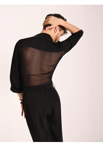 UDANCE Men's Clothing Professional Latin Dance Shirt Practice Wear Breathable Performance Stand Collar Long-Sleeve ShirtA49